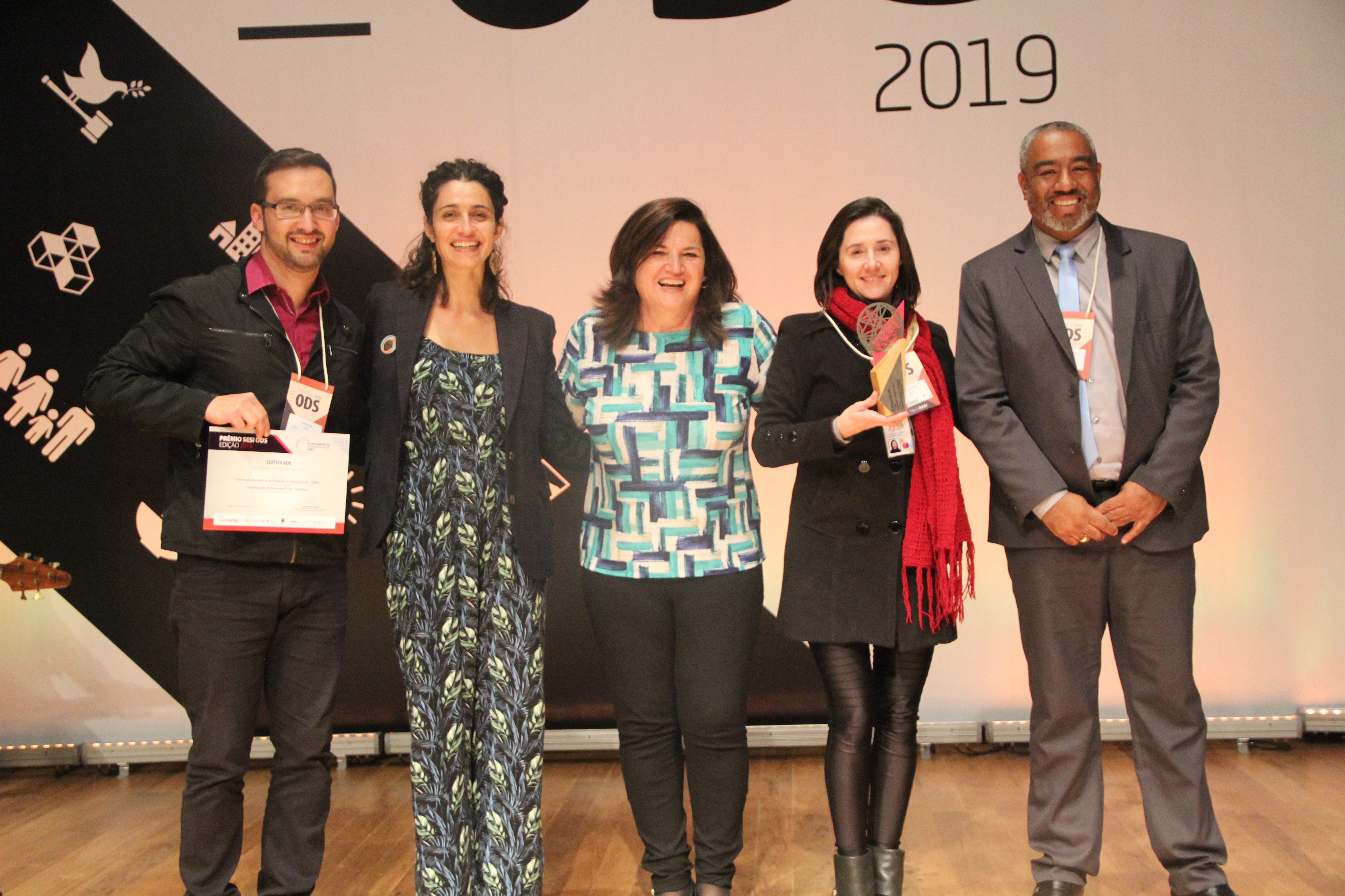 Momento da entrega do prêmio SESI ODS - 2019
